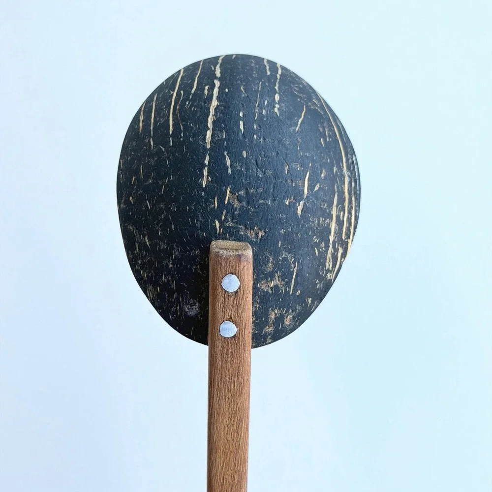 Vintage Handmade Serving Spoon‎ Wooden Shell Primitive Tribal